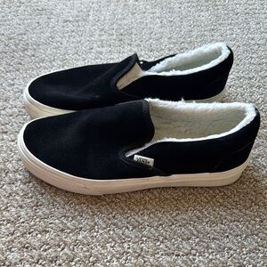 Vans Black suede Slip-On Shoes with White Sole
